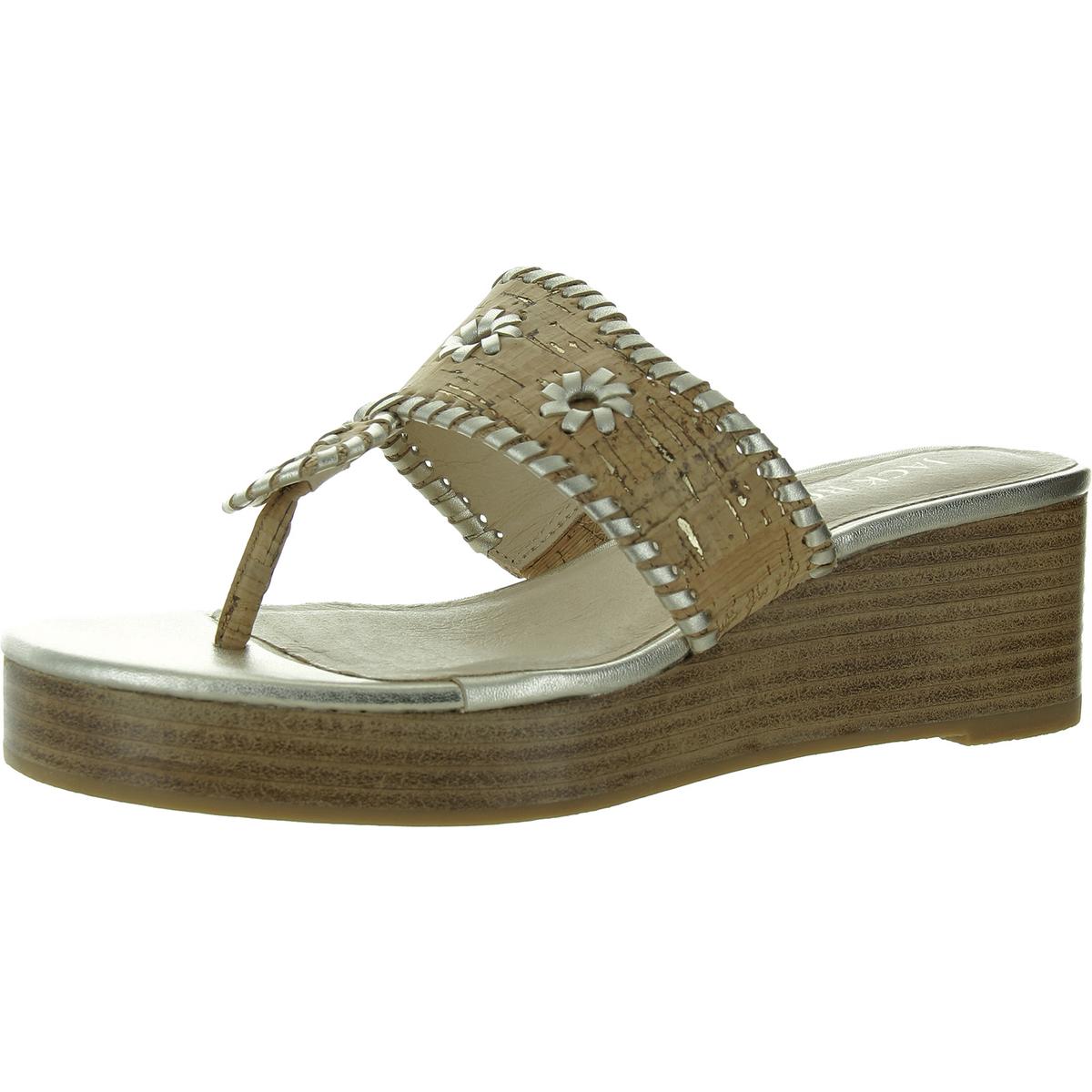 Женские босоножки Jack Rogers из кожи на танкетке с металлическим отливом BHFO 3775