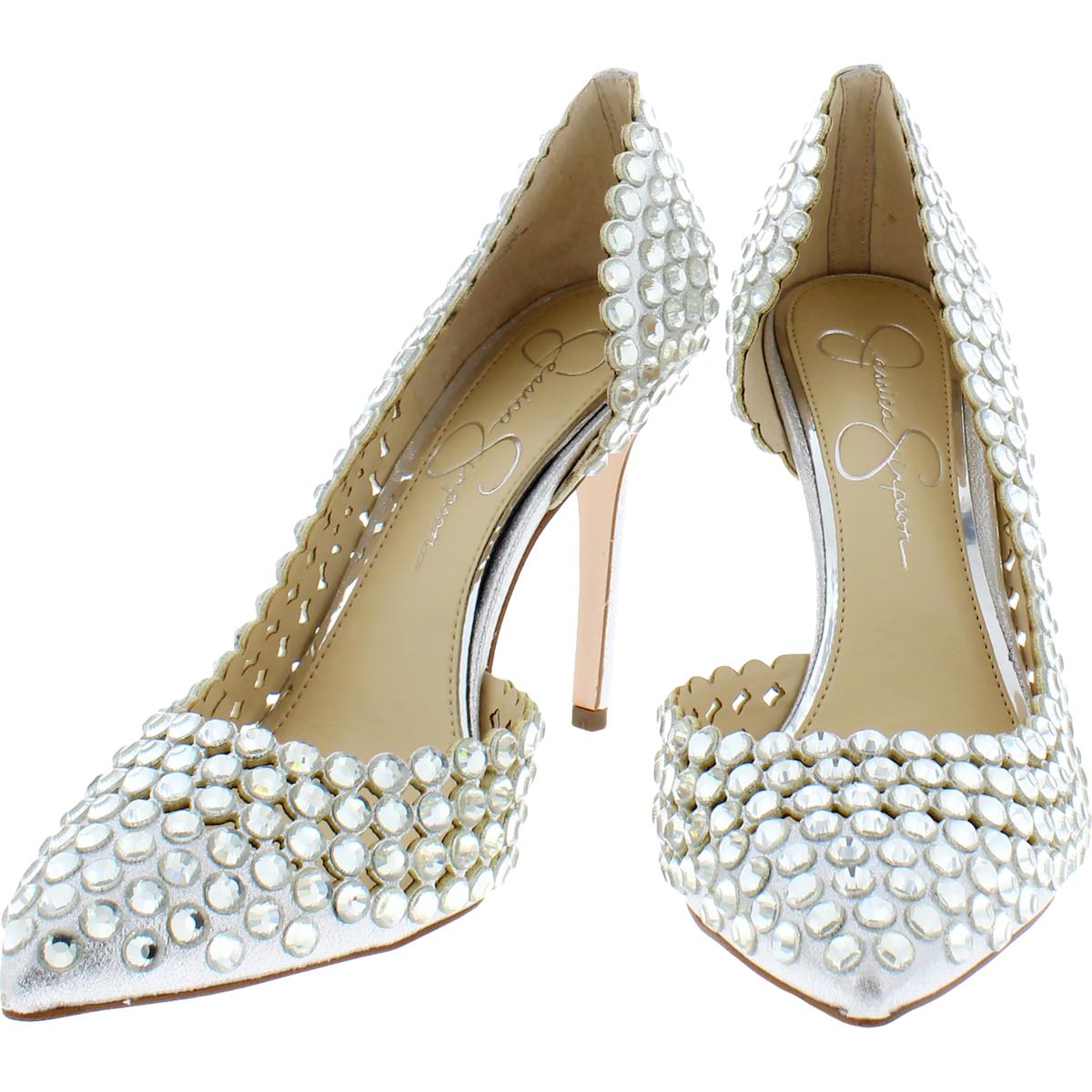 Jessica Simpson Women's Preppi Crystal Rhinestone Pointed Toe Stiletto ...