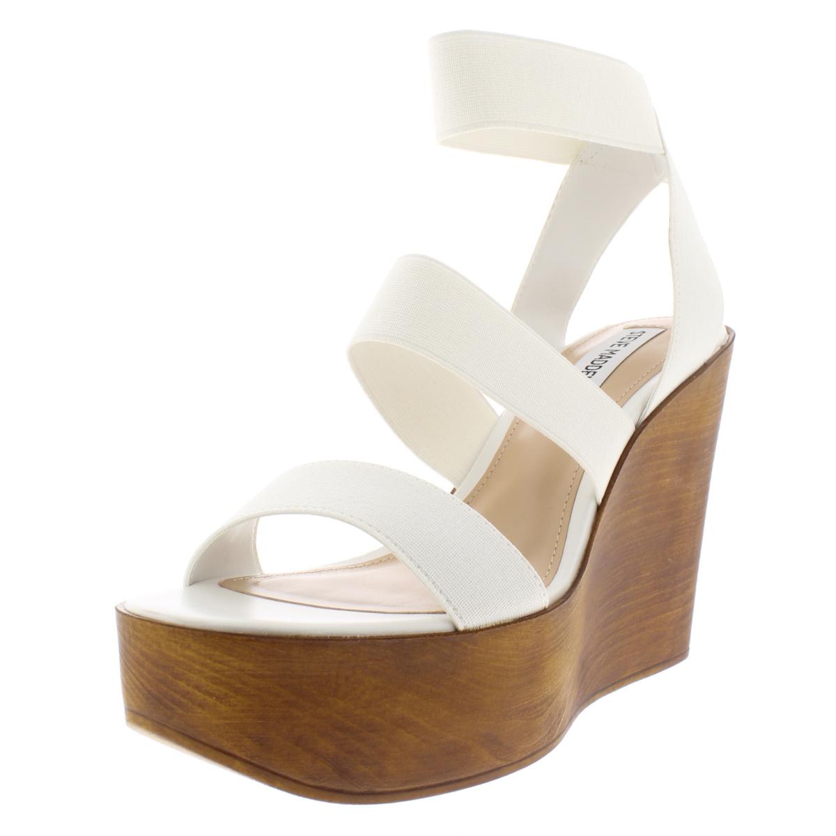 Steve Madden Womens Blondy White Wedge Sandals shoes 6.5 Medium (B,M) BHFO 2030 Steve Madden Womens Blondy White Wedge Sandals shoes 6.5 Medium (B,M) BHFO 2030