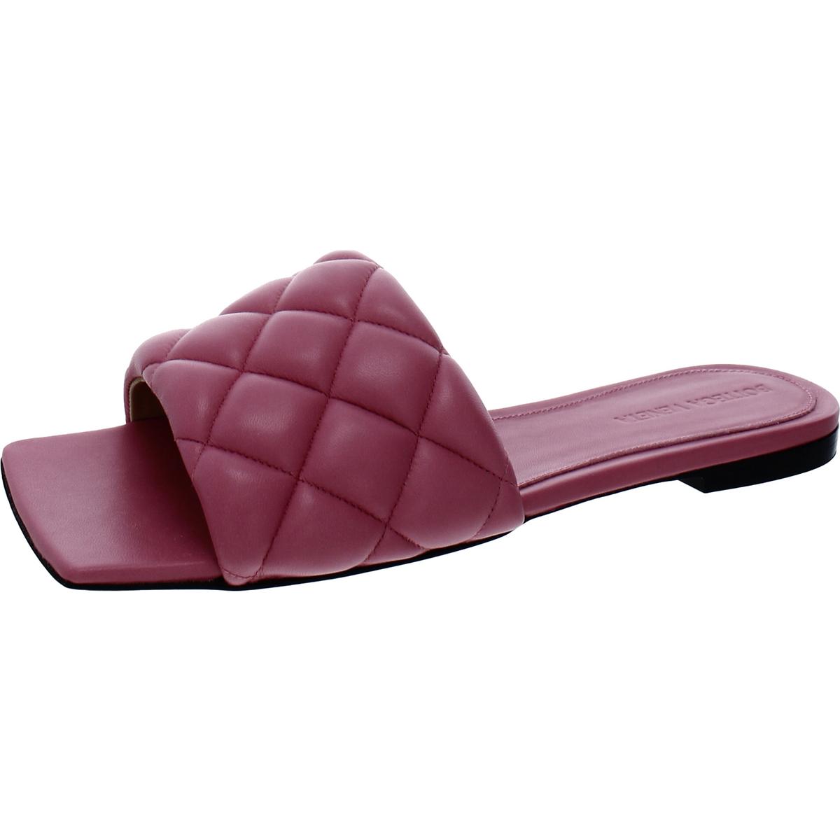 Pre-owned Bottega Veneta Womens Leather Quilted Slip-on Slide Sandals Shoes Bhfo 3591 In Azelea