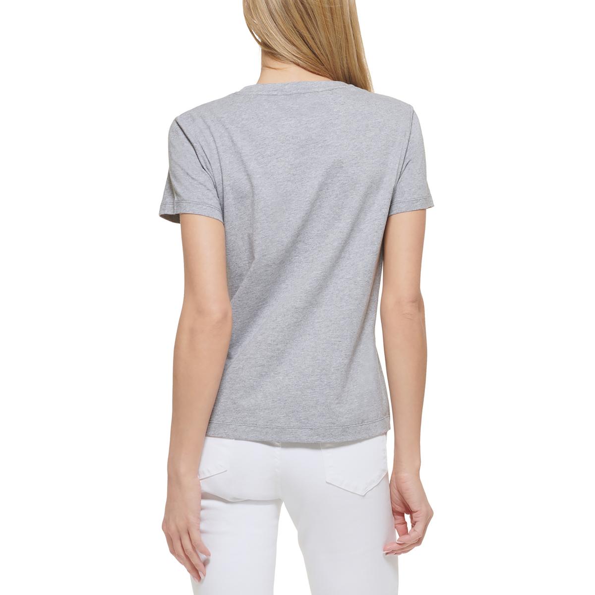 DKNY Womens Pocket Sequined Tee T-Shirt Top BHFO 0686