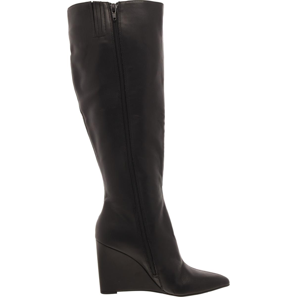 Open Edit Womens Faux Leather Knee-High Tall Wedge Boots Shoes BHFO 1920 - Picture 5 of 6