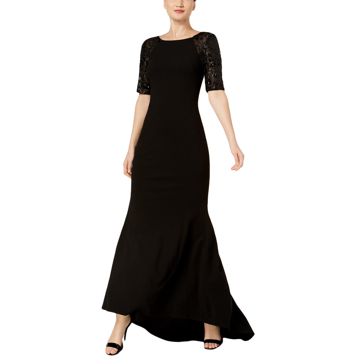 Calvin Klein Womens Black Sequined Full-Length Evening Dress Gown 4 ...