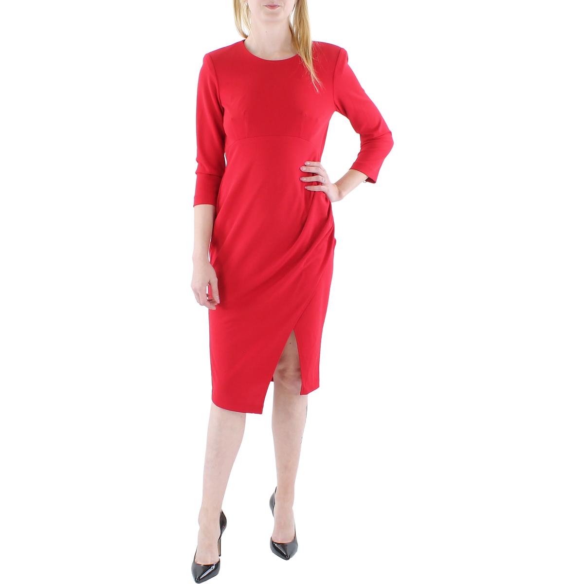 Calvin Klein Womens Slit Knee-Length 3/4 Sleeve Sheath Dress BHFO 5858
