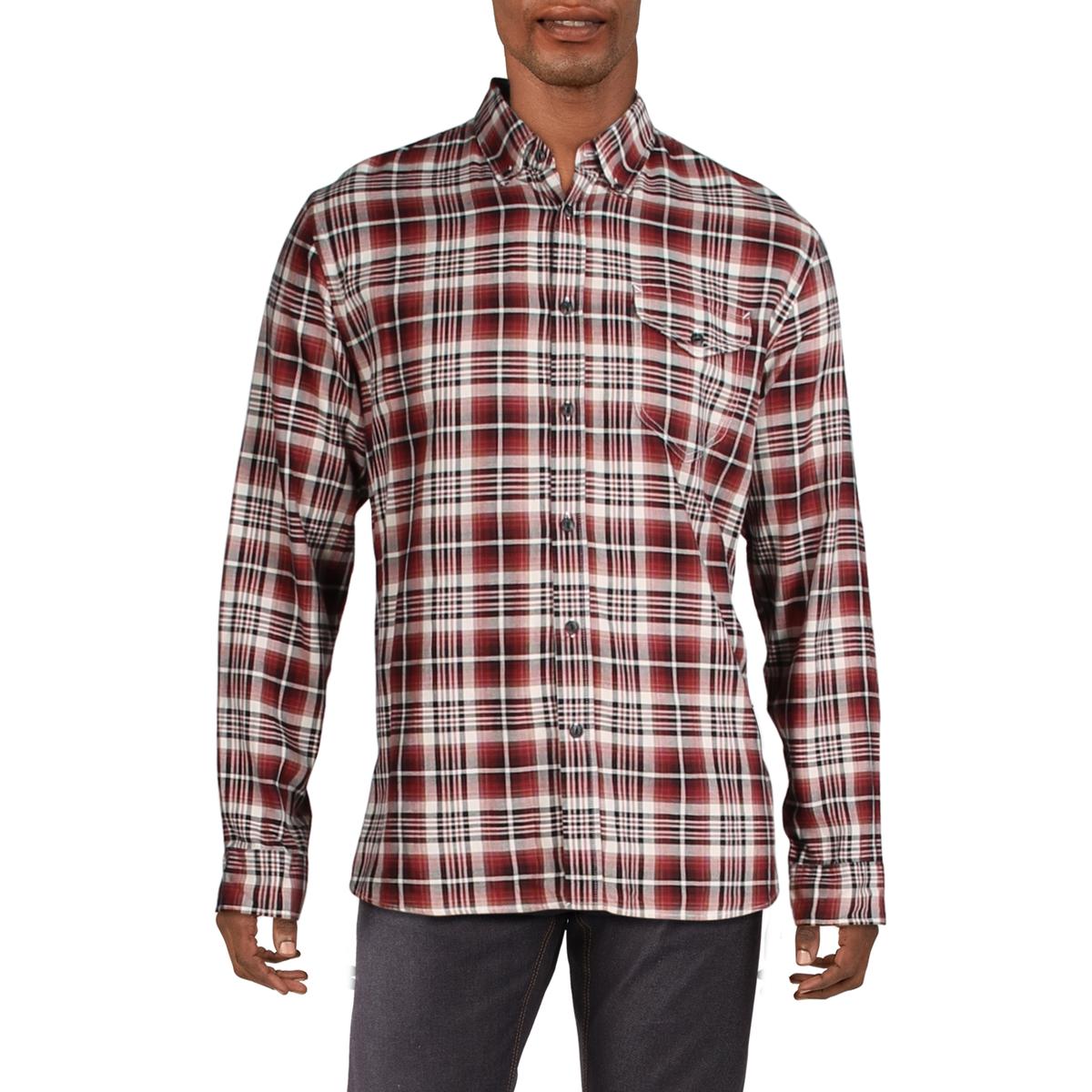 Jachs NY Mens Red Cotton Plaid Fitted Button-Down Shirt S BHFO 8709 | eBay