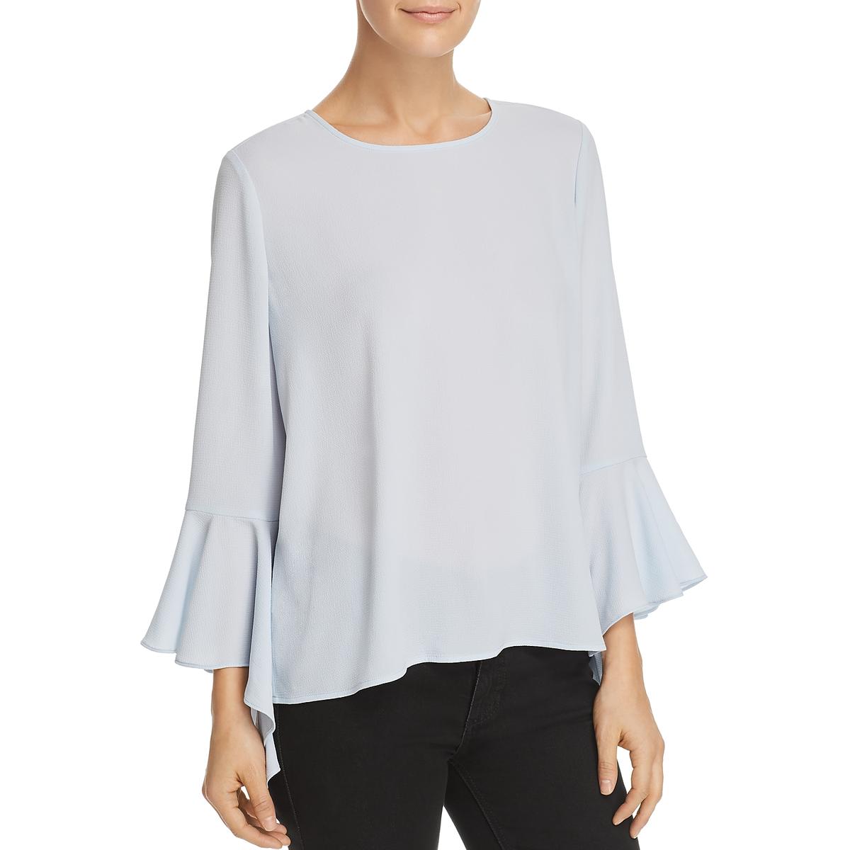 Vince Camuto Womens Blue Crepe Soft Daytime Pullover Top Blouse S BHFO ...