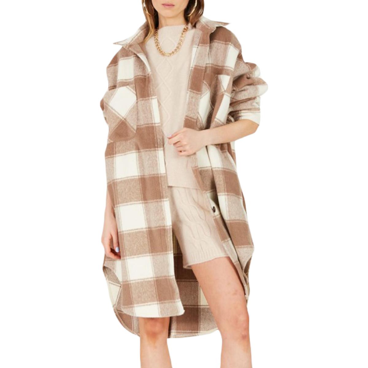 Vigoss Women's Plaid Longline Oversized Shacket