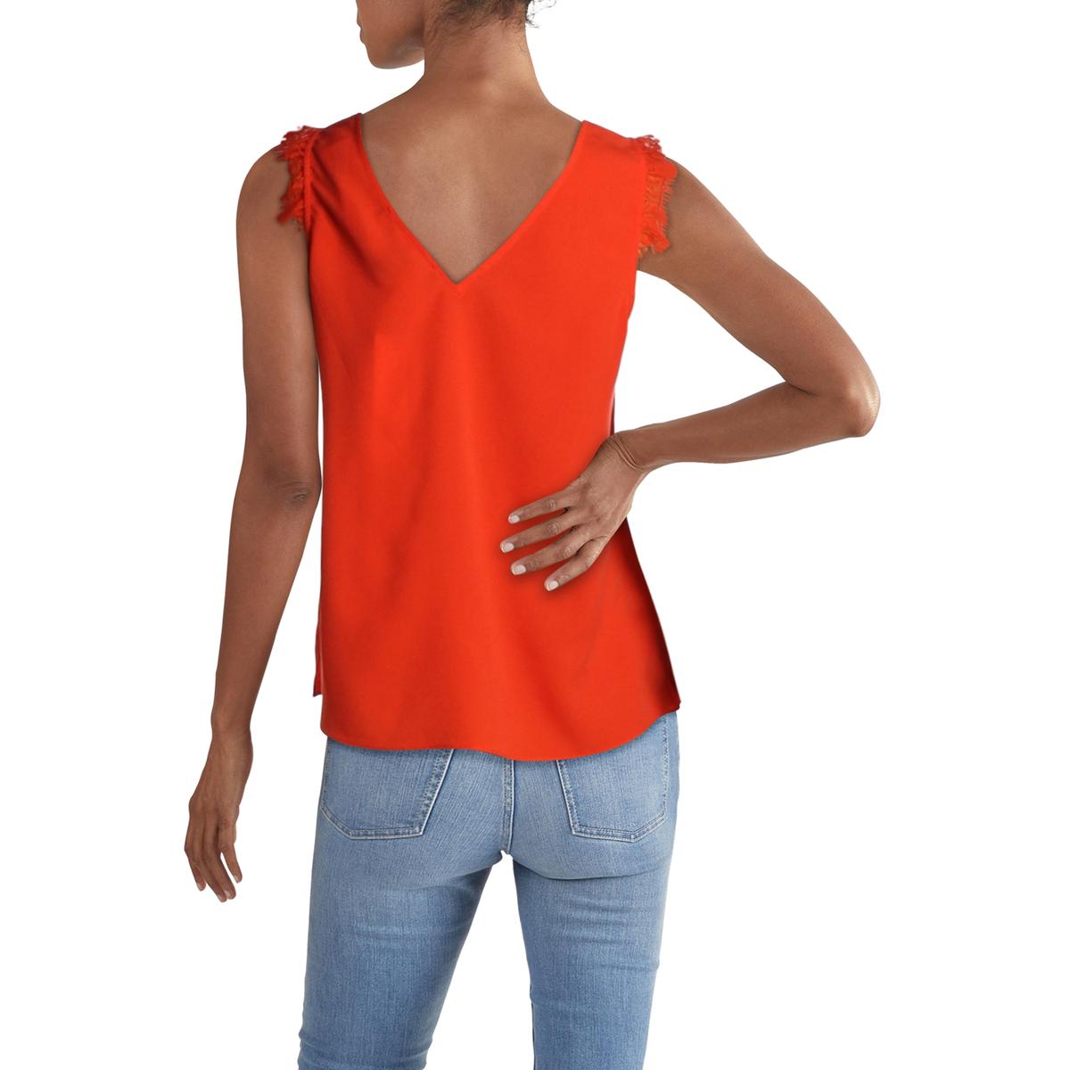 French Connection Womens Lace Trim V-Neck Tank Top