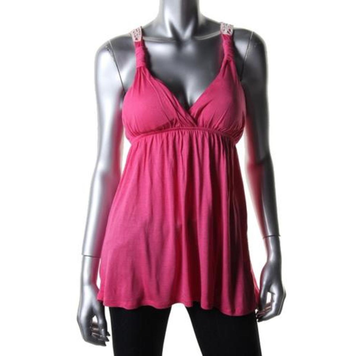 Pink Rose 8748 Womens Padded Bust Crochet Back Tank Top Blouse Juniors BHFO