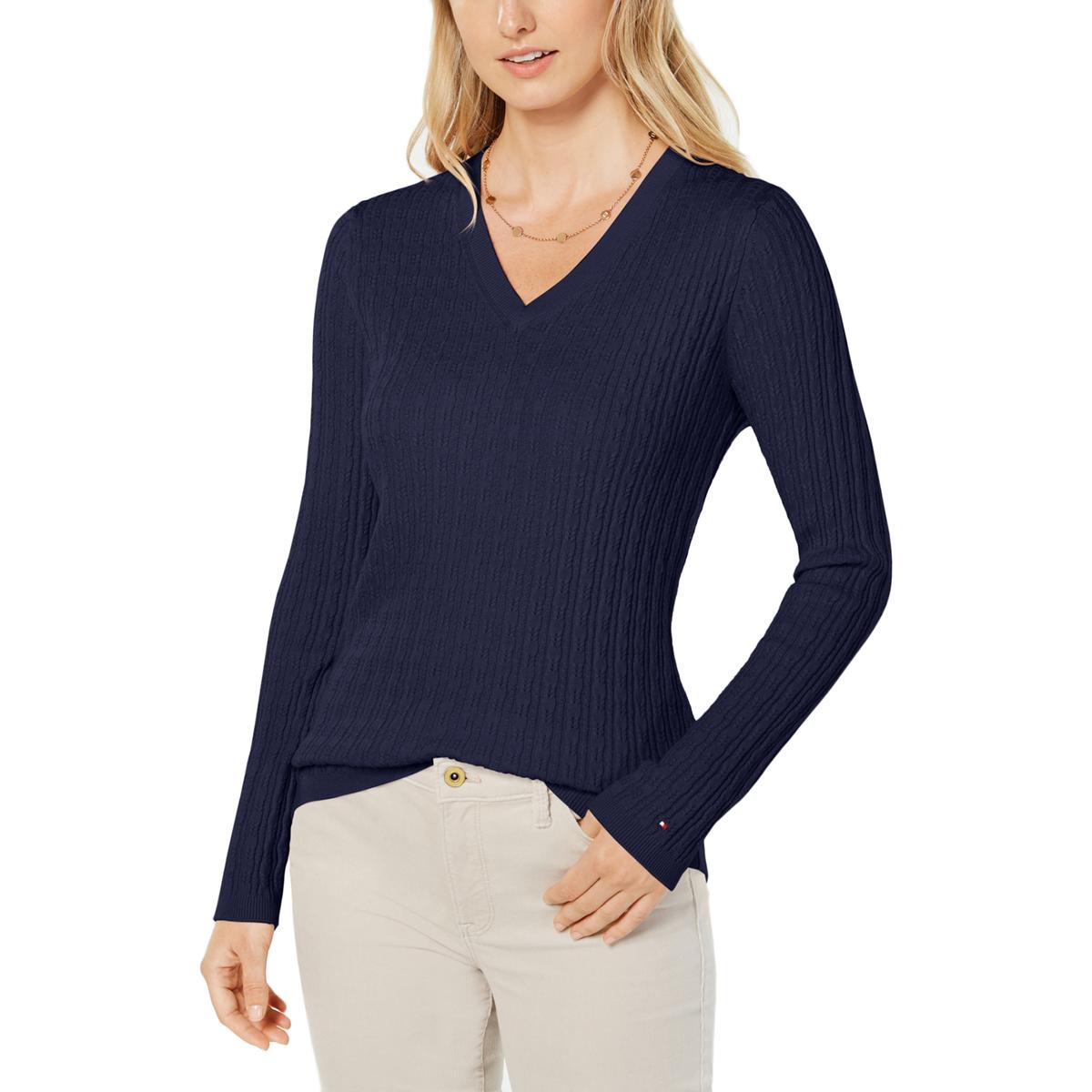 Tommy Hilfiger Womens Navy Long Sleeve V Neck Sweater Top L Bhfo 9145 Ebay 8642