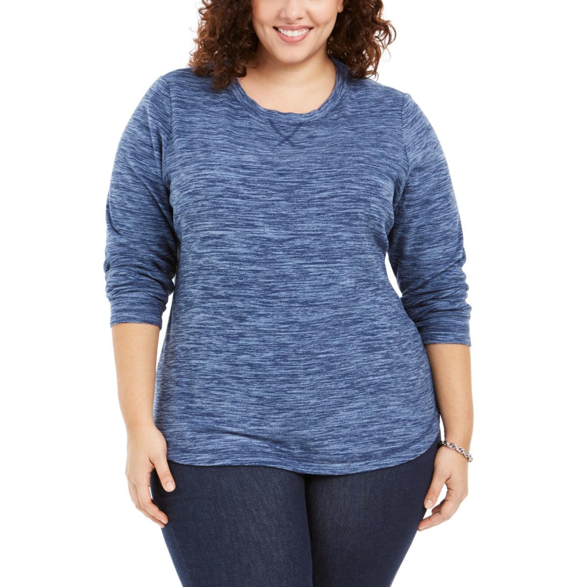 Karen Scott Sport Womens Blue Comfy Shirts & Tops Loungewear Plus 0X ...
