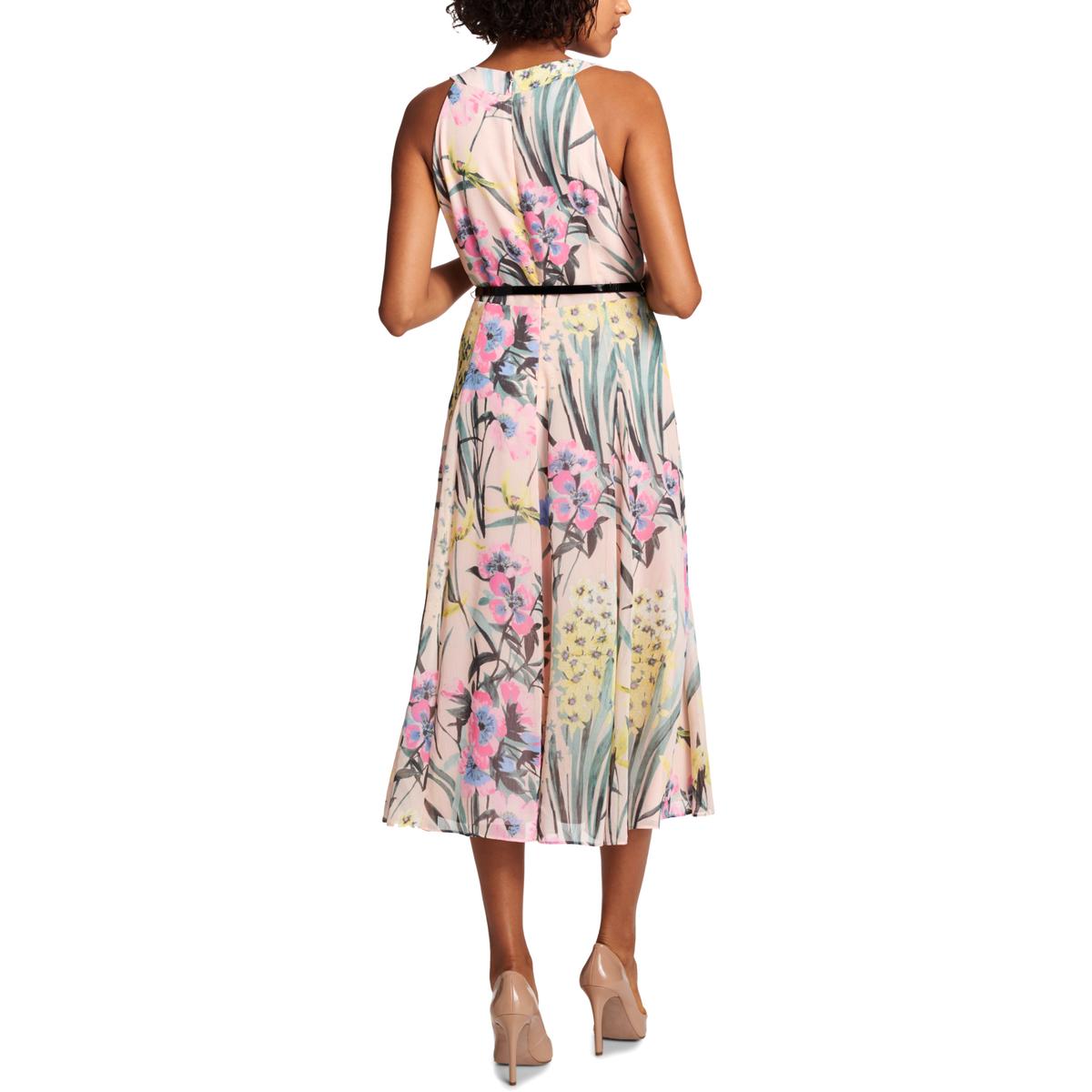 Tommy Hilfiger Womens Pink Floral Sleeveless Party Midi Dress 8 BHFO ...