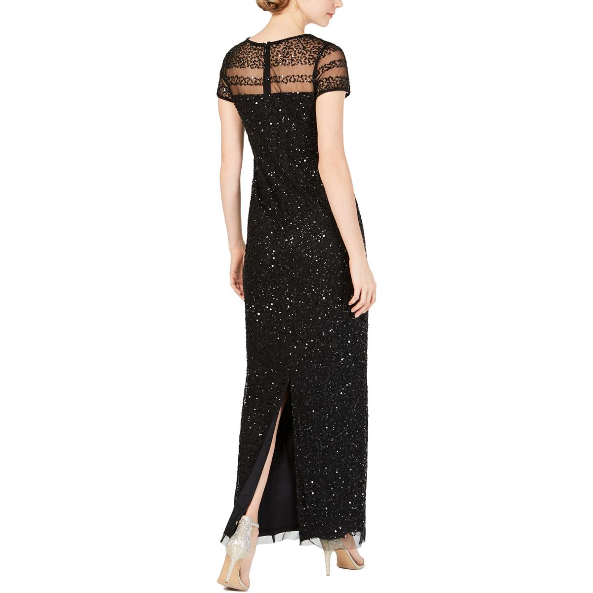 adrianna papell black beaded gown