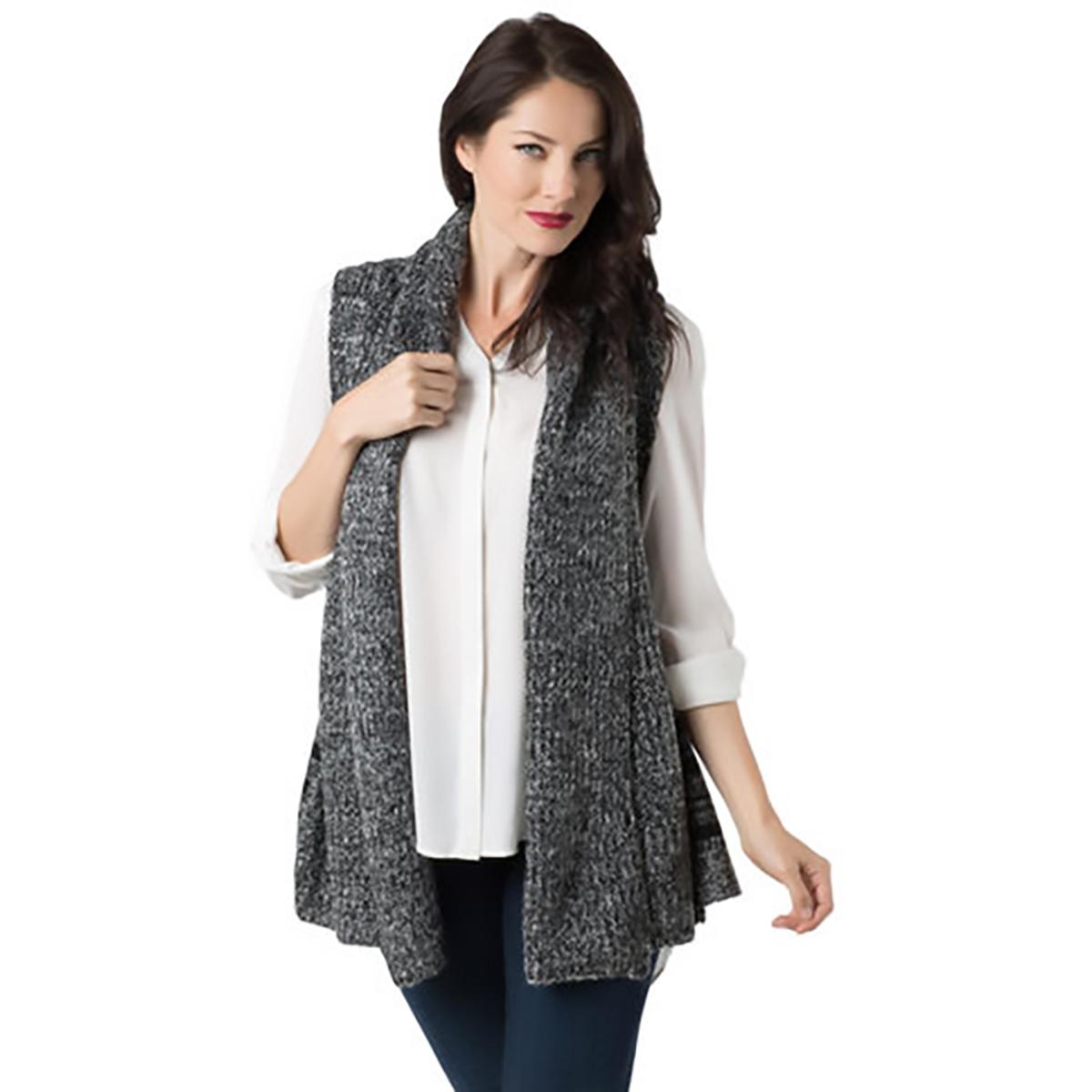 Look Womens Black Sleeveless Open Front Vest Cardigan Sweater O/S BHFO ...