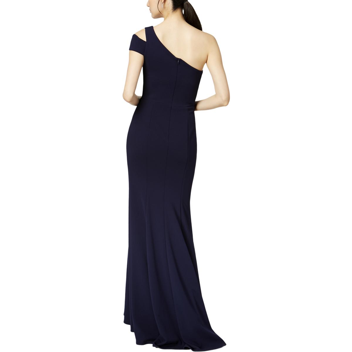 Betsy & Adam Womens Navy One Shoulder Formal Dress Gown Petites 8P BHFO ...