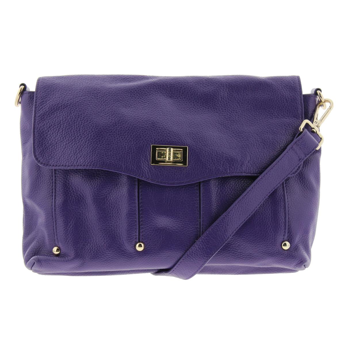 Ruby Kats 5015 Womens Purple Leather Flap Shoulder Handbag Purse Medium ...
