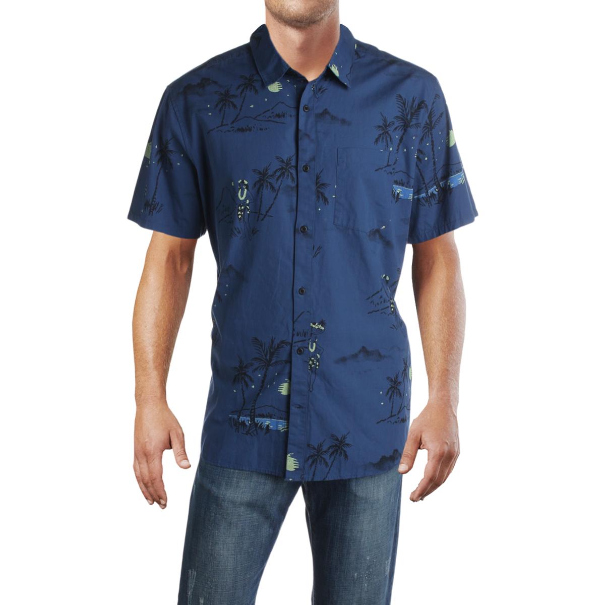 Hurley Mens Printed Classic Fit Spread Collar Button-Down Shirt BHFO ...
