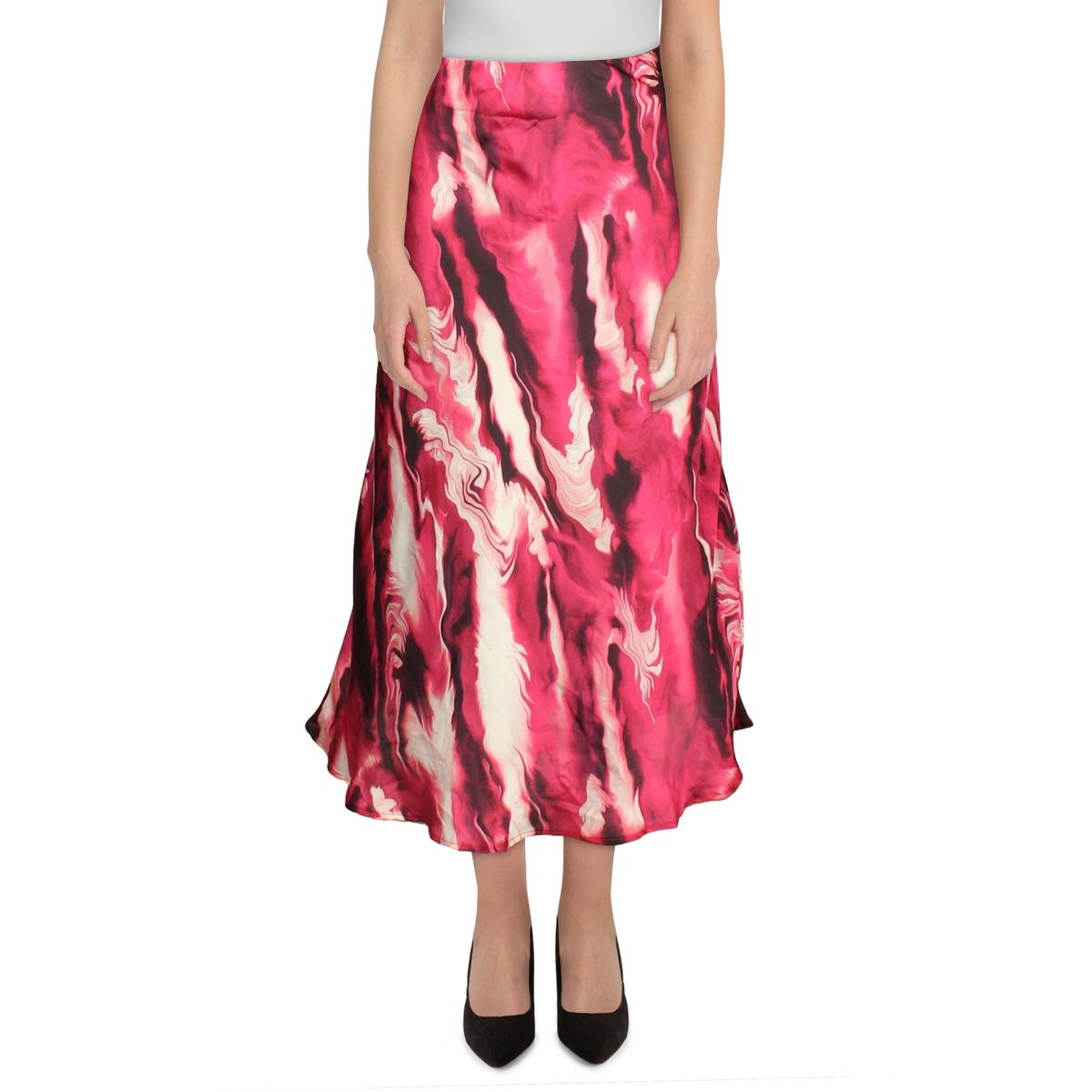 Женская атласная юбка миди А-силуэта с принтом Anne Klein BHFO 5068