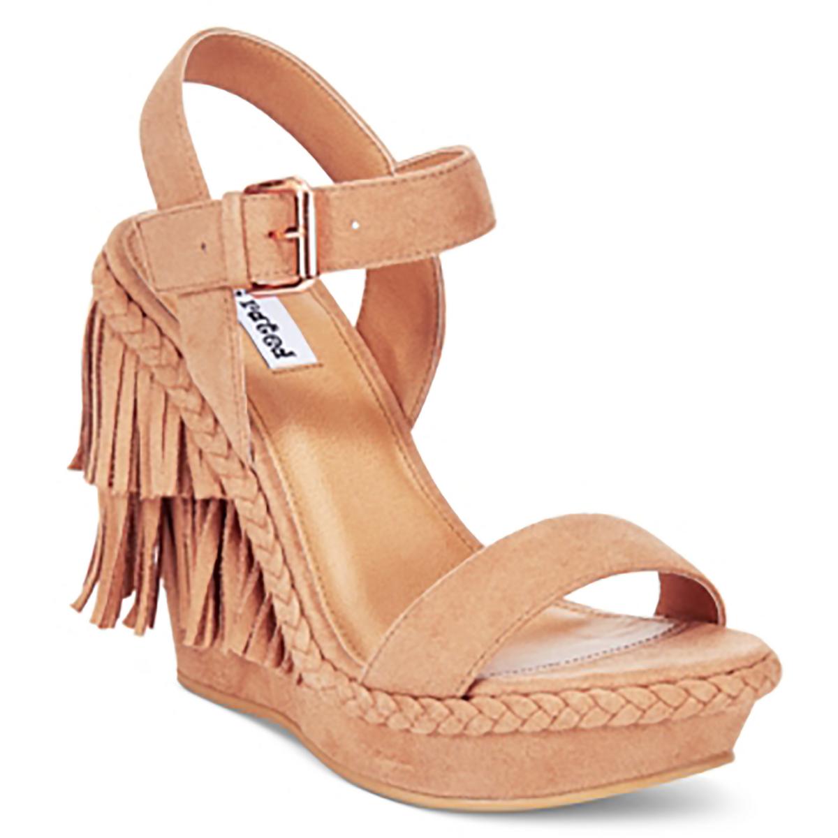 Nicht bewertet Damenschuhe Roaring Ruby Kunstleder Fransen Keilabsatz Sandalen BHFO 1652 - Bild 3 von 3