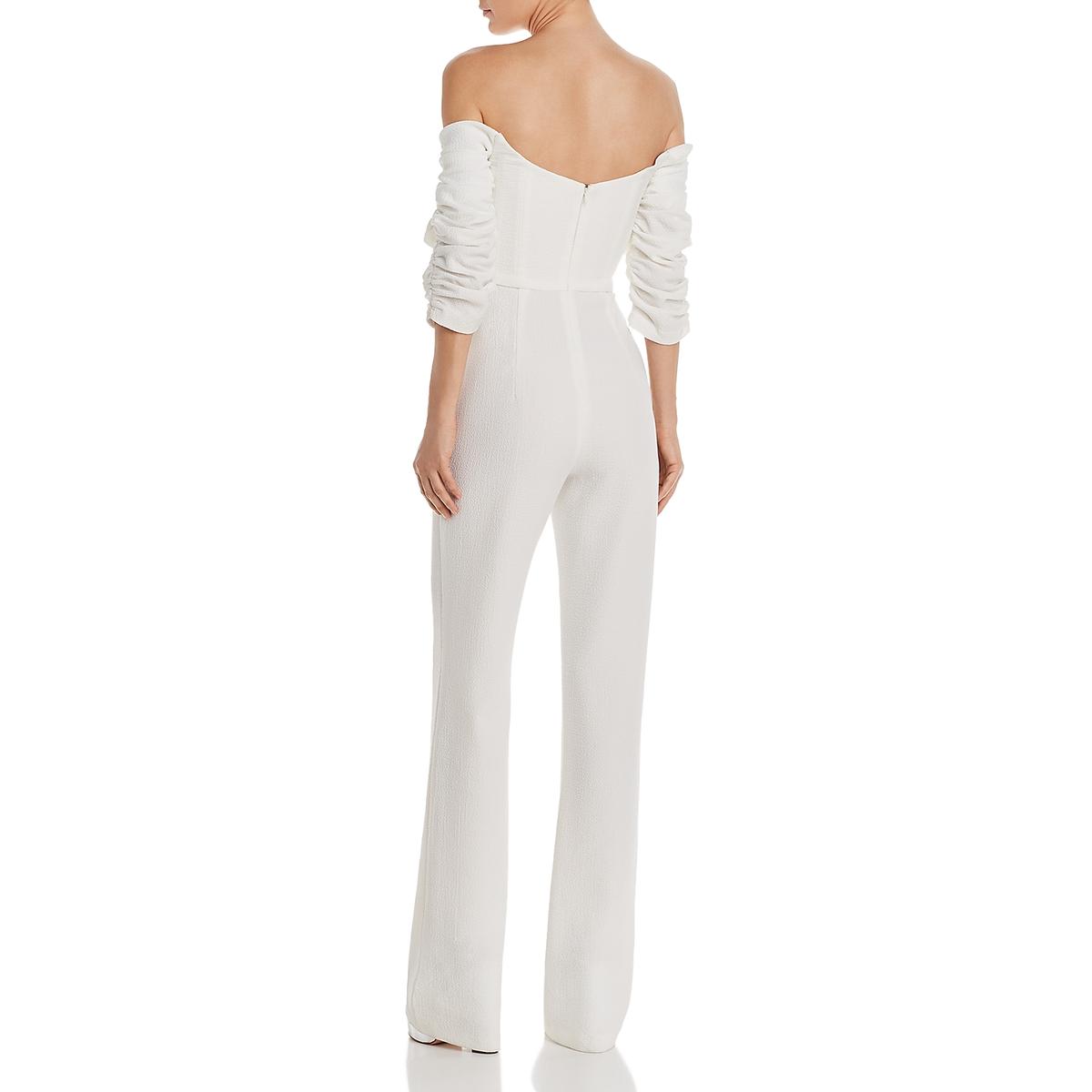 Black Halo Womens Adriana White Textured Off-The-Shoulders Jumpsuit 4 ...