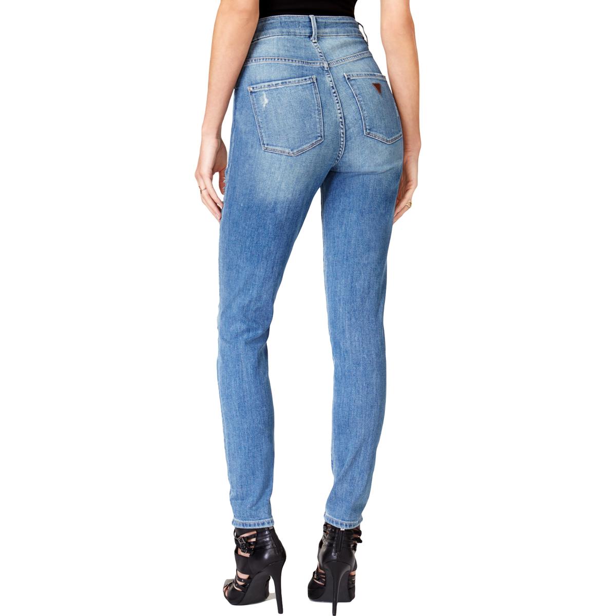 Guess Womens Blue Denim Destroyed High Rise Skinny Jeans 28 BHFO 1880 ...