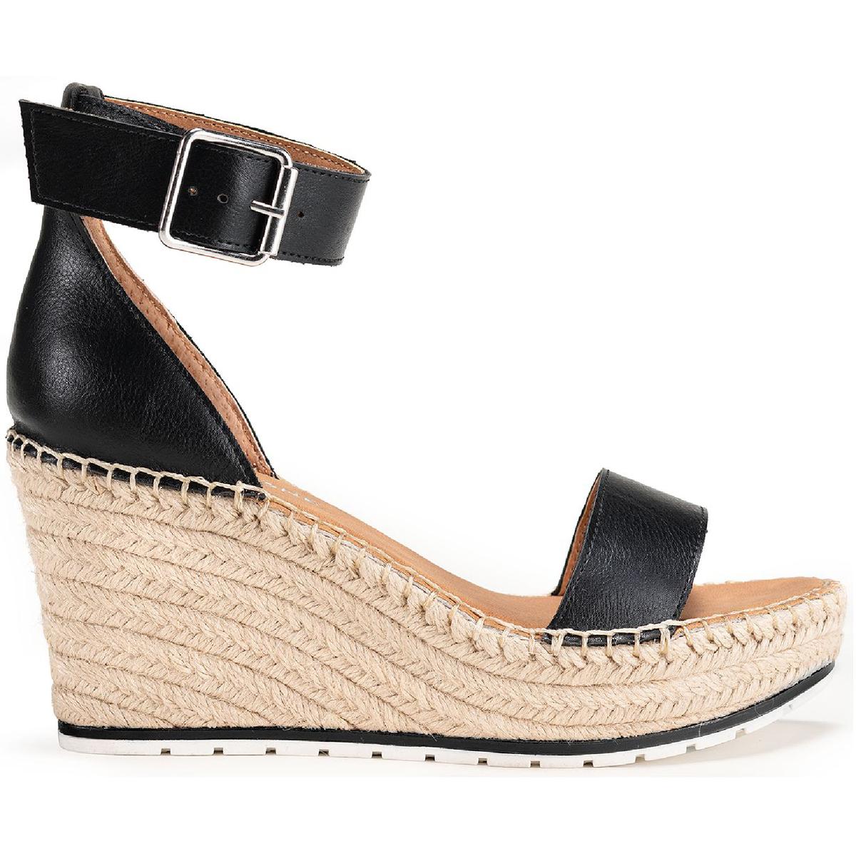 Sun + Stone Womens Sammi Covered Wedge Ankle Strap Espadrilles