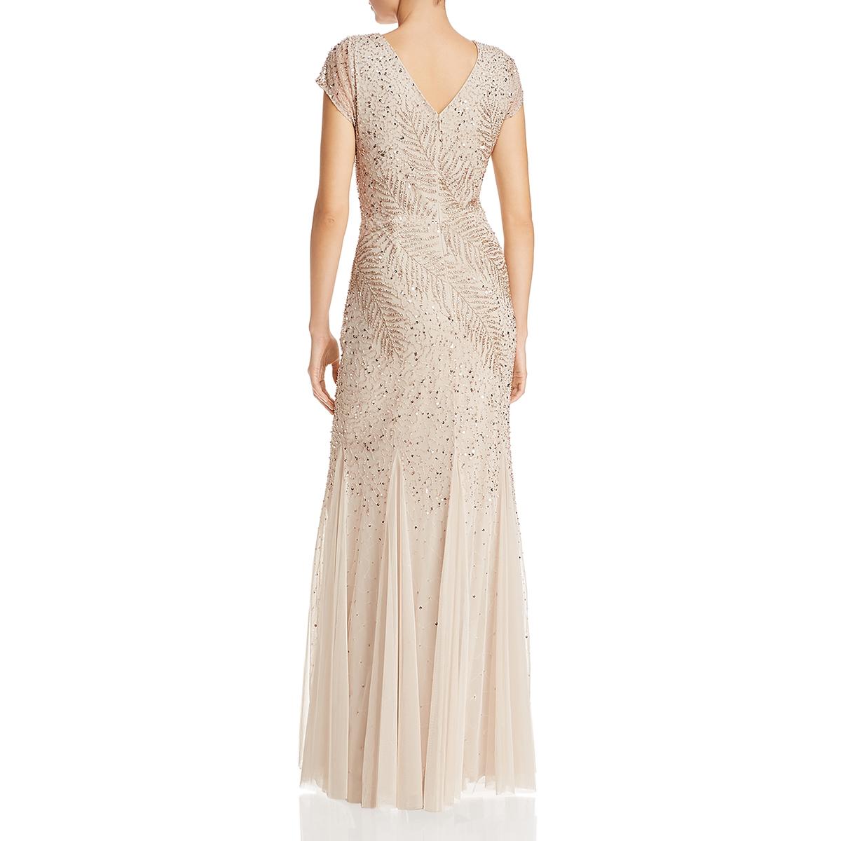 beige color evening gown