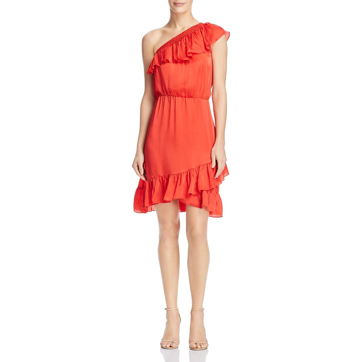 Aqua Womens Ruffled Cold Shoulder Knee-Length Cocktail Dress BHFO 8945