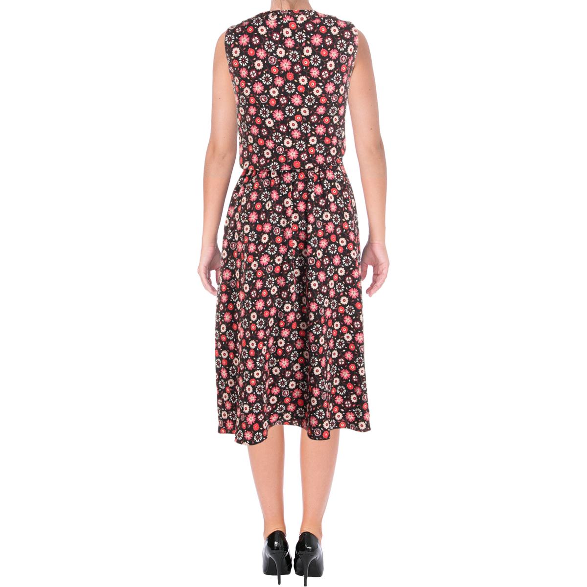 Kate Spade Womens Black Floral Print Sleeveless Midi Dress XL BHFO 6785 ...