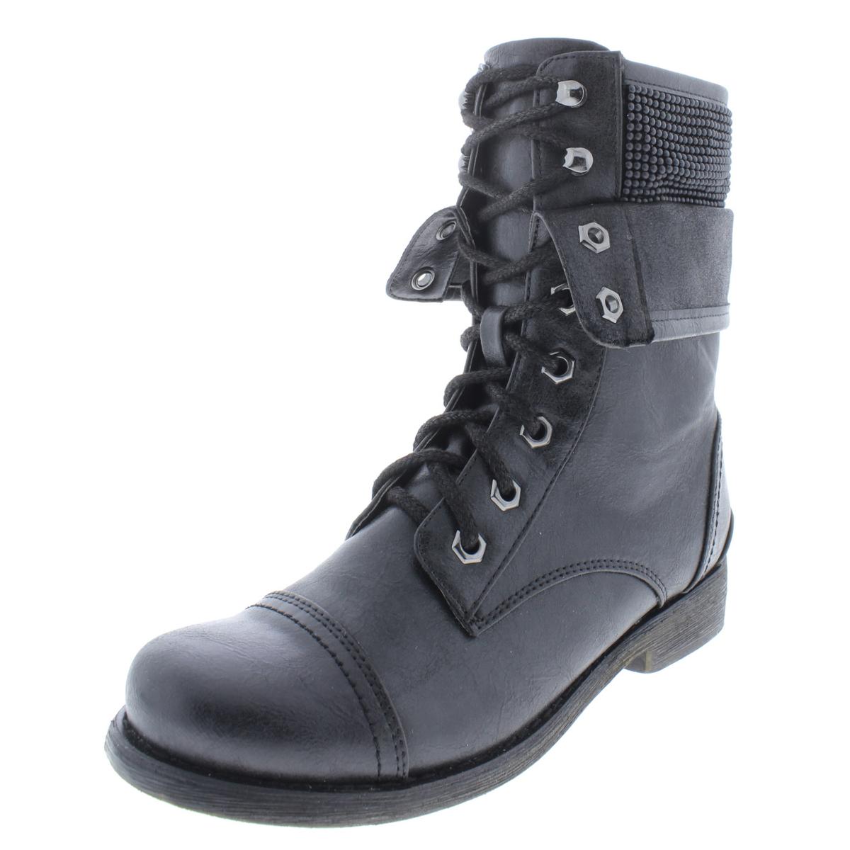 Nine West Womens High Top 38 Black Combat Boots Shoes 6 Medium (B,M ...