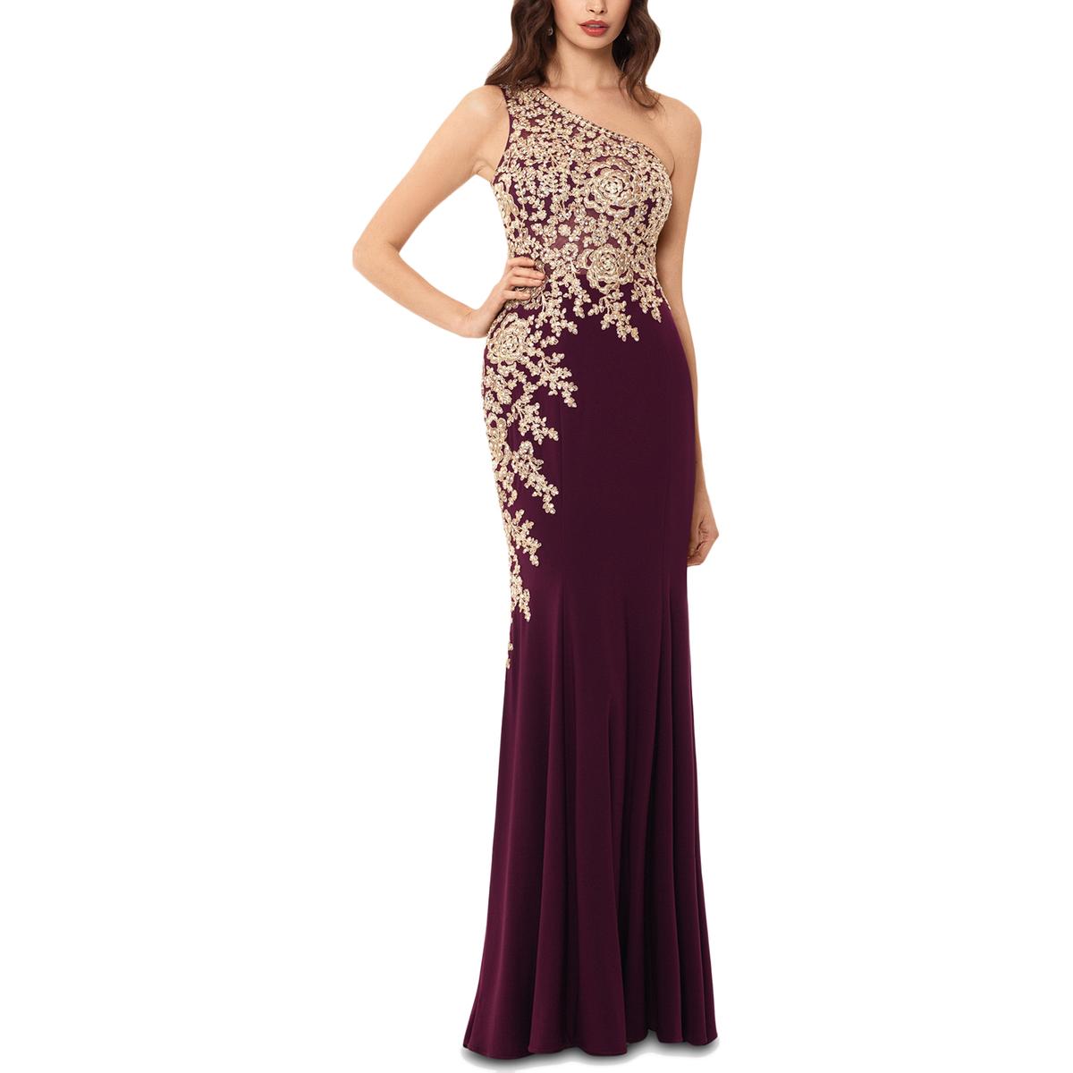 Xscape Womens Purple OneShoulder Formal Evening Dress Gown 8 BHFO 1117