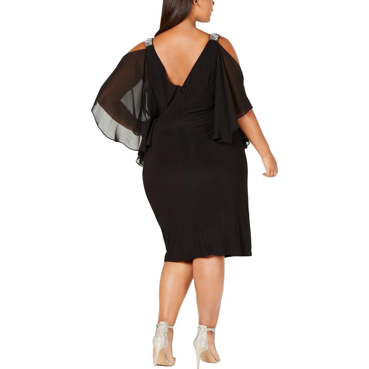Xscape Womens Black Embellished Cold Shoulder Cocktail Dress Plus 20W BHFO 5573 | eBay