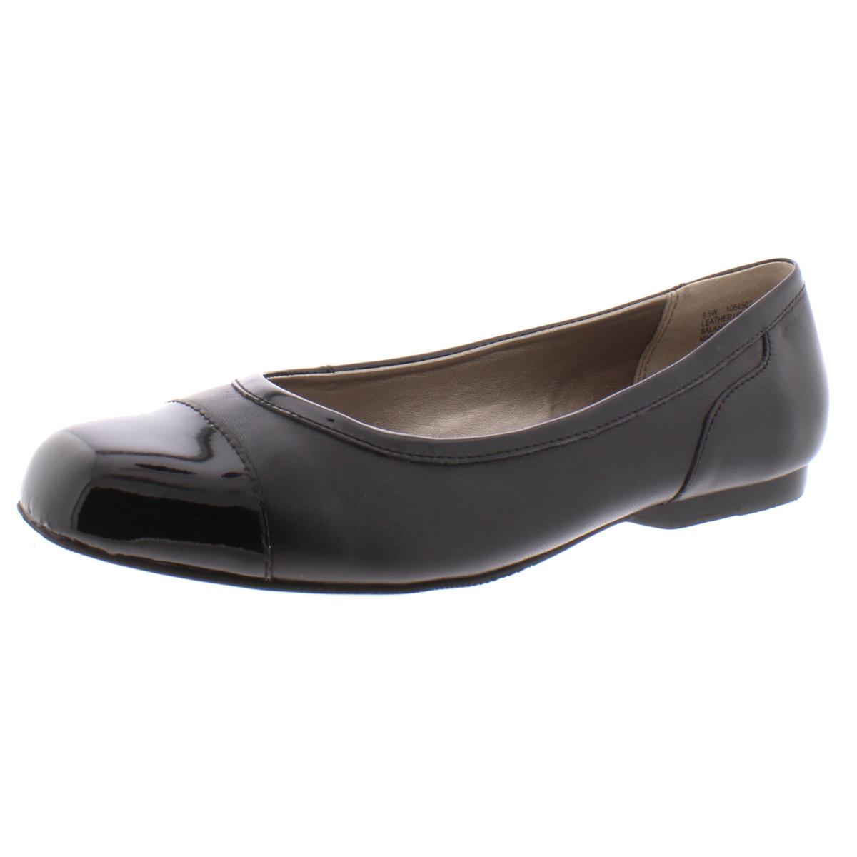Array Womens Madison Black Leather Dress Flats Shoes 9.5 Wide (C,D,W ...