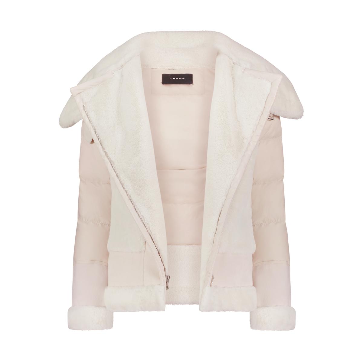 tahari faux shearling puffer jacket