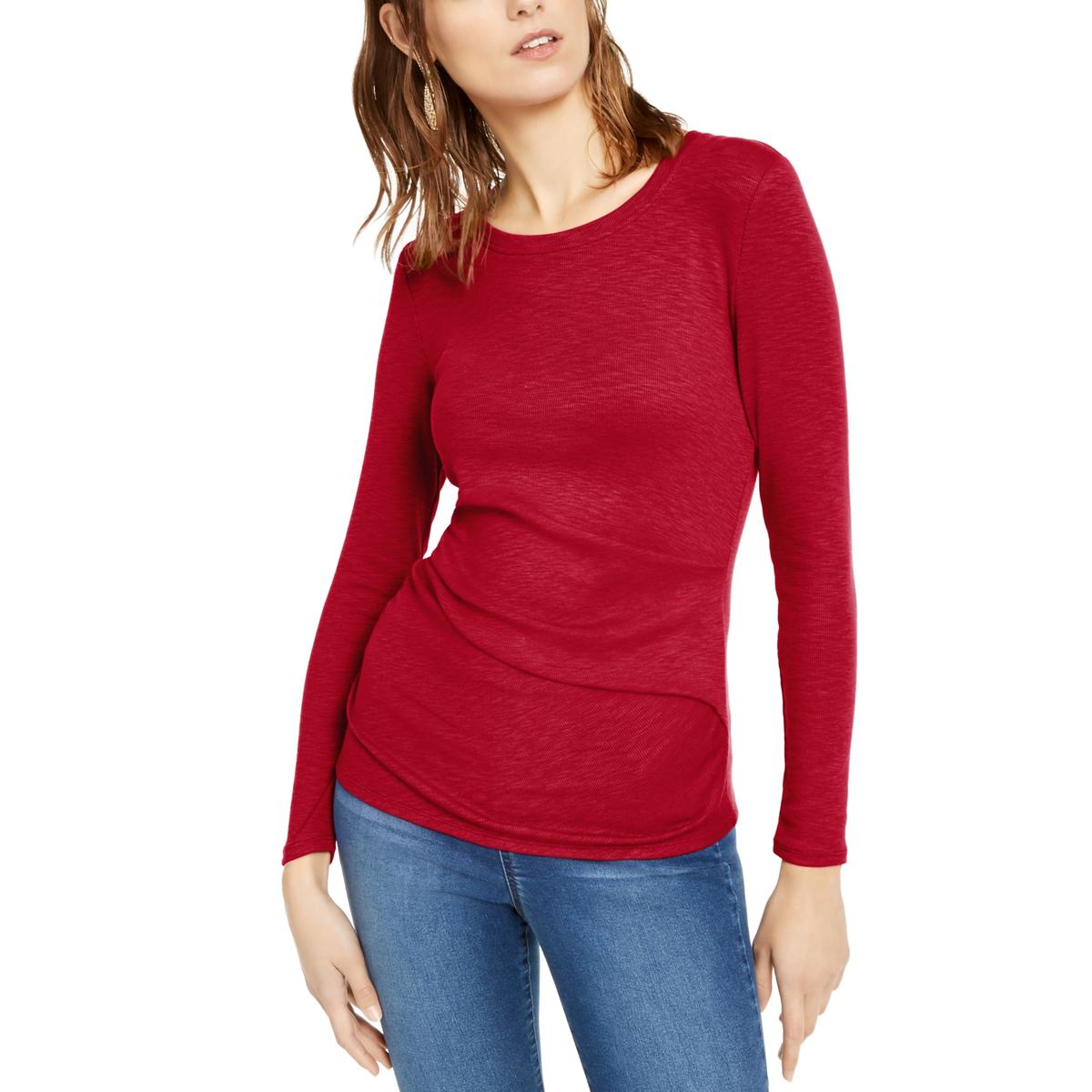 INC Womens Ruched Illusion Elbow Sleeves Pullover Top Shirt BHFO 0608