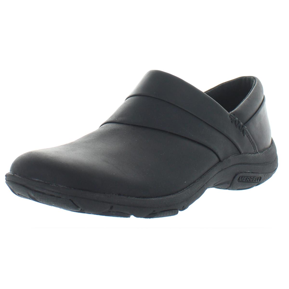 merrell black leather clogs