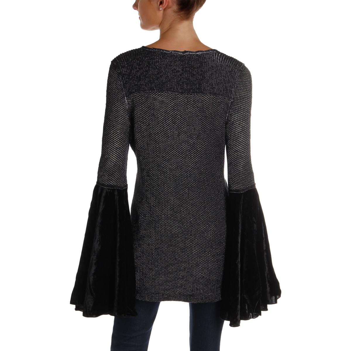 lunghe Maglietta 1112 da a Free Bhfo con campana Juniors con scollo metallizzata V donna People maniche maniche a rXfqX4B