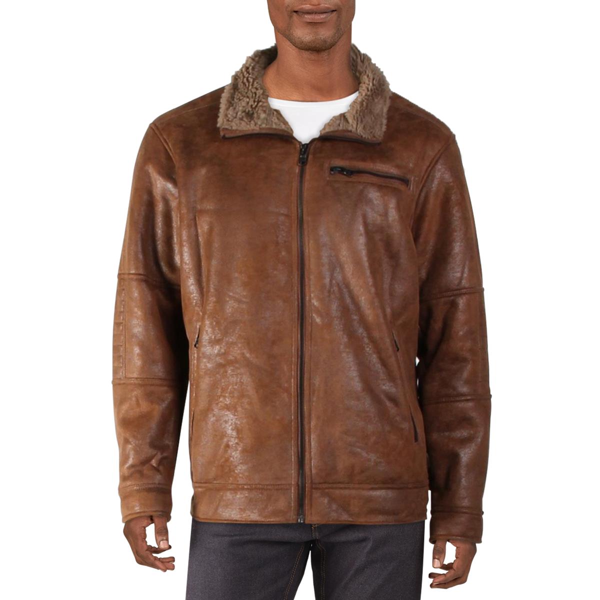 Buffalo David Bitton Mens Brown Faux Fur Lined Winter Jacket Coat XL ...