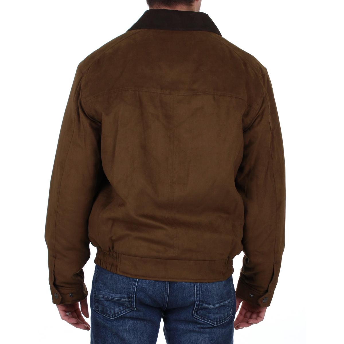 Weatherproof Mens Brown Winter Microsuede Bomber Jacket Outerwear L