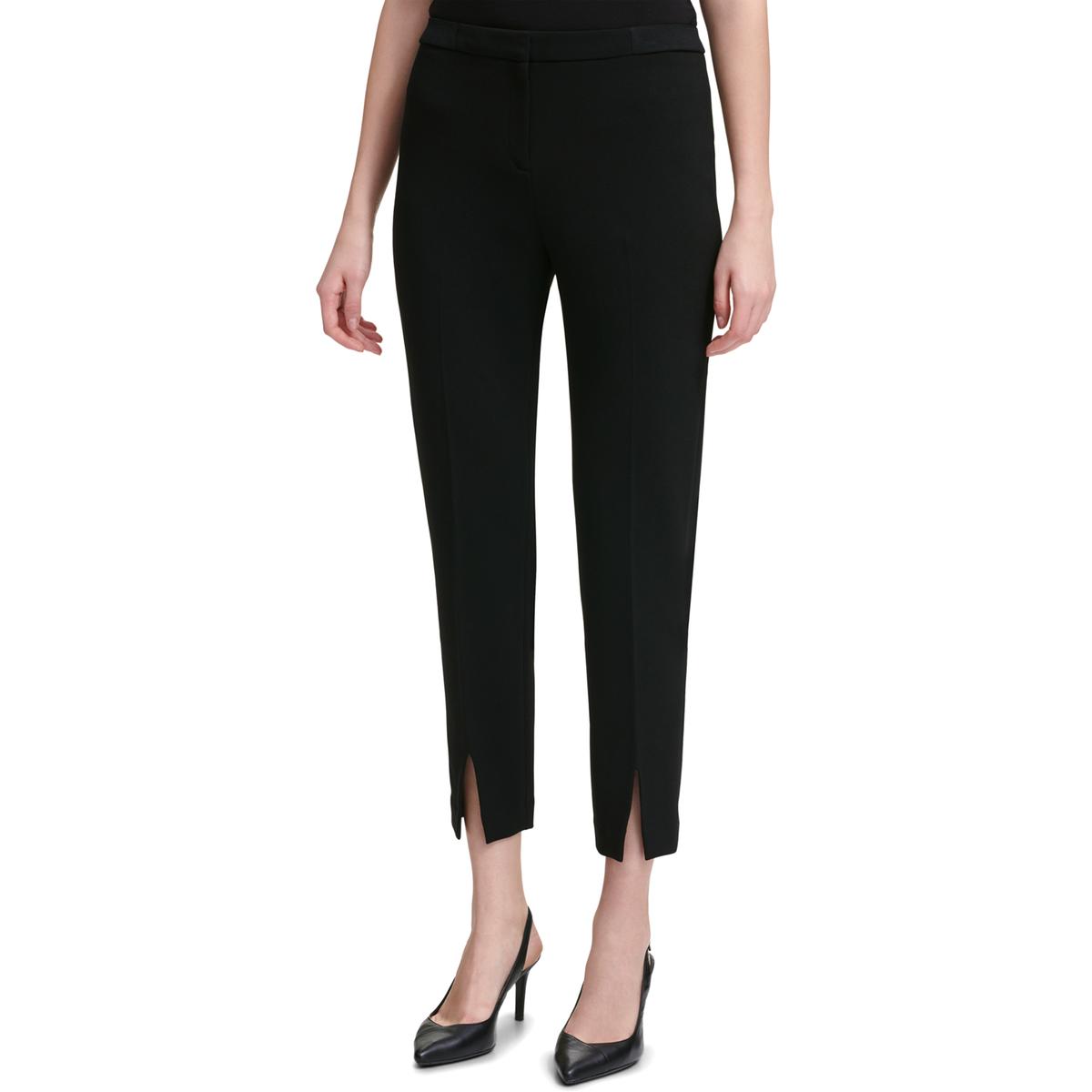 Calvin Klein Womens Black High Waist Straight Leg Ankle Pants 14 BHFO ...