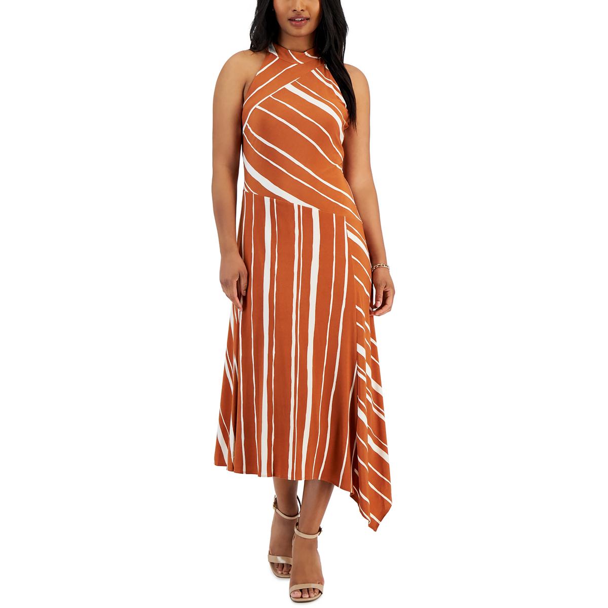 Taylor Womens Asymmetric Striped Summer Halter Dress BHFO 7314 - Picture 3 of 3