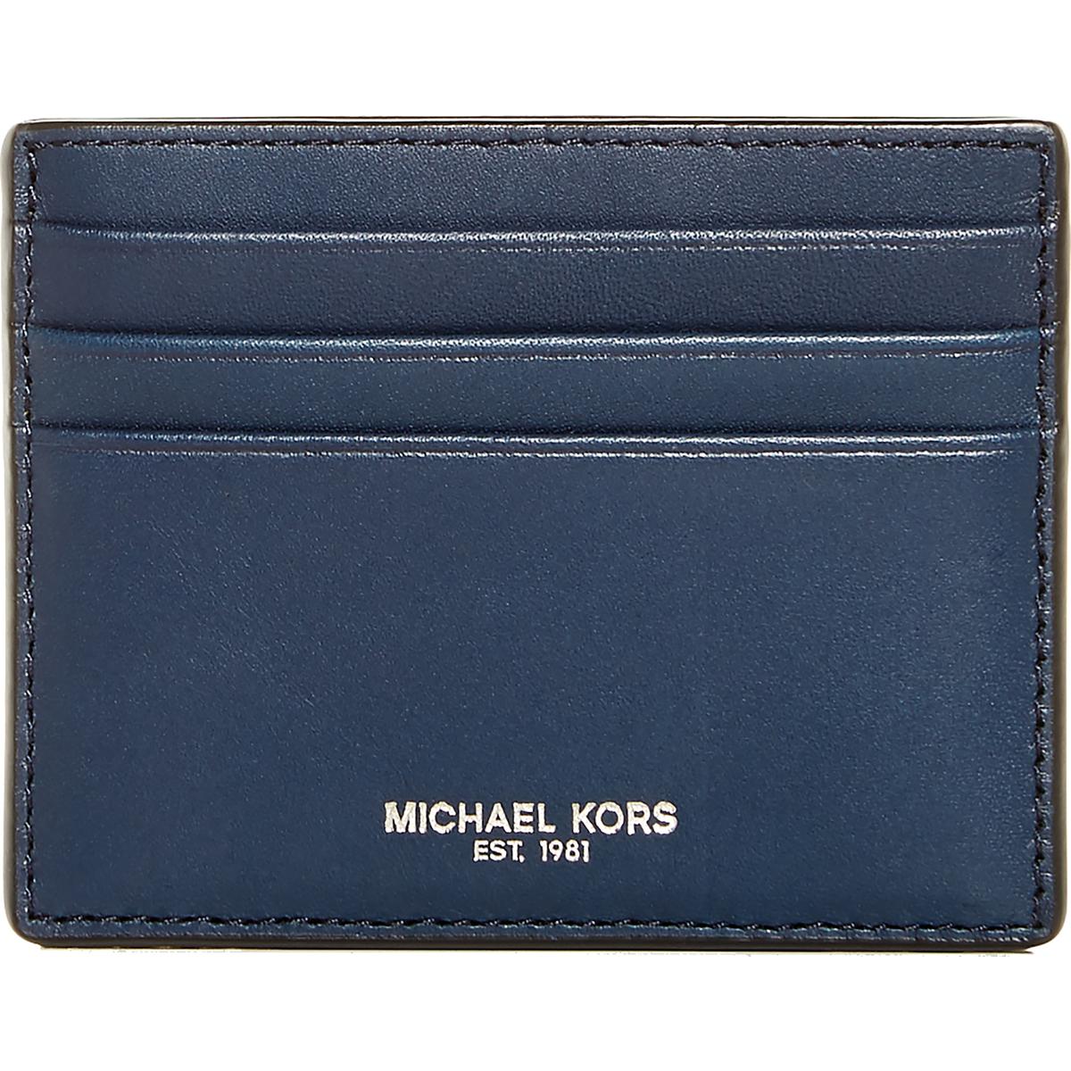 Michael Kors Mens Henry Navy Leather RFID Organizer Card Case O/S BHFO