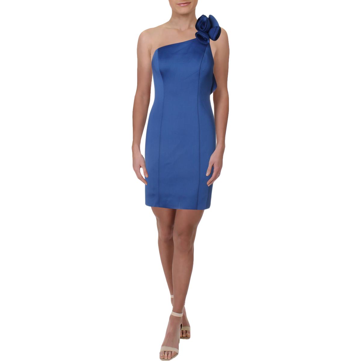 Aqua Womens Blue One Shoulder Scuba Ruffled Party Dress 2 BHFO 4908 | eBay