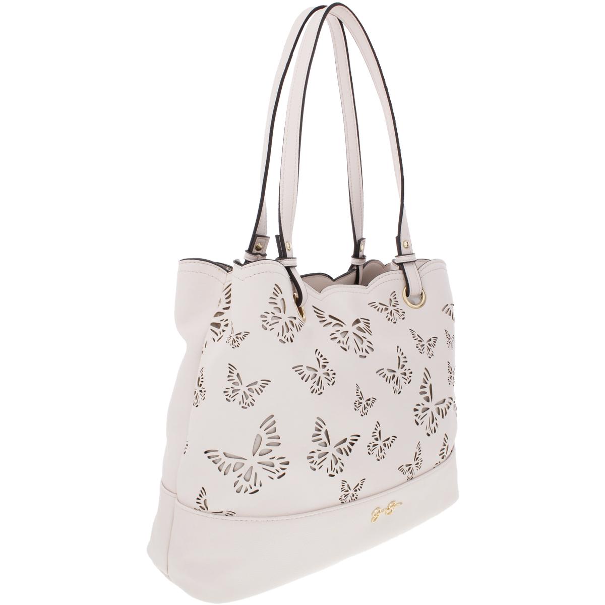 Jessica Simpson Womens Reine Ivory Laser Cut Tote Handbag Purse Large ...