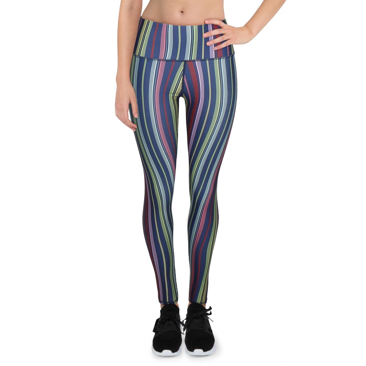 Terez Women's Striped High Waisted Activewear Fitness Leggings