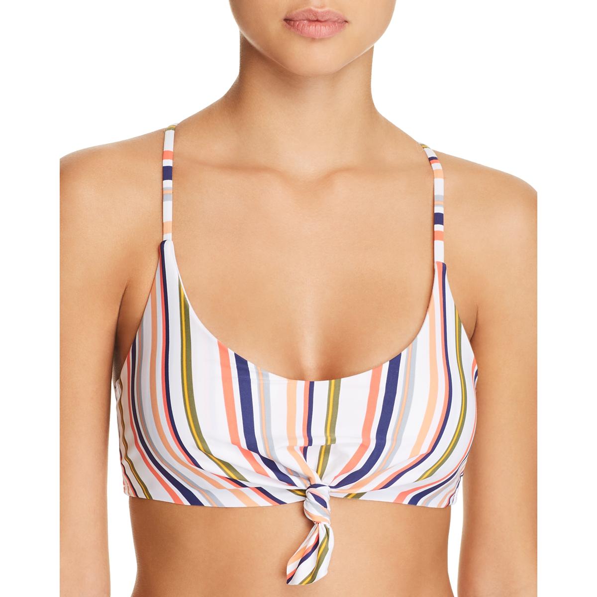 Splendid Womens White Striped Crop Bra Swim Top Separates Swimsuit XS