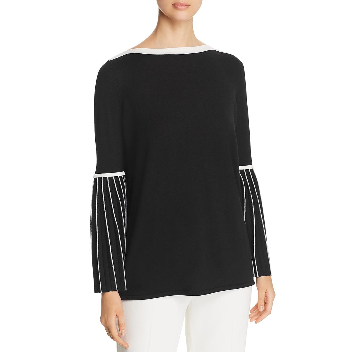 Elie Tahari Womens Simcha Black-Ivory Stripe Pullover Sweater Top S ...
