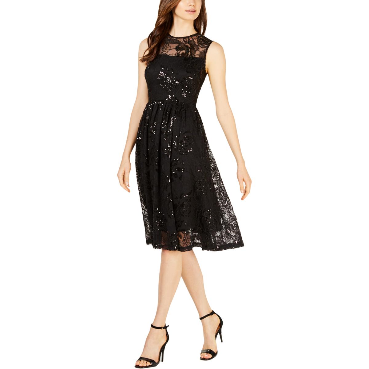 Calvin Klein Womens Black Lace Cocktail Party Midi Dress 8 BHFO 9289 | eBay