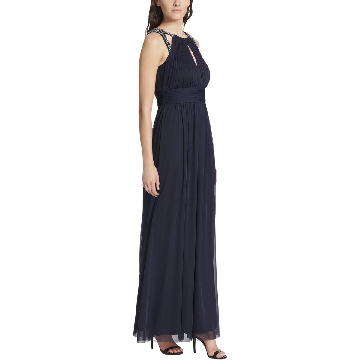 Jessica Howard Womens Navy Rouched Jeweled Evening Dress Gown 8 BHFO ...