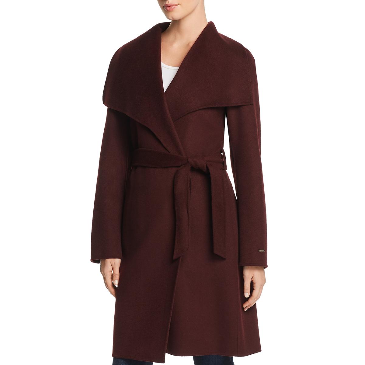 Tahari Womens Ellie Purple Winter Wool Dressy Wrap Coat Outerwear L ...